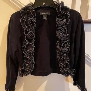 White House Black Market Shrug Black Ruffle Size M
